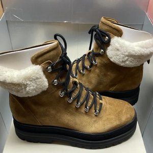 BNIB MARC FISHER LTD PIERSON LUG SOLE BOOTIE TAN 7.5